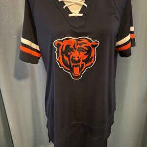 Chicago Bears Women’s XL Lace-Up V-Neck Jersey Top Fanatics NFL NWT